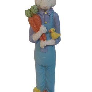 World Bazaars Inc Bunny Male 12 Inch Ceramic Figurine Multicolor Holding Carrots